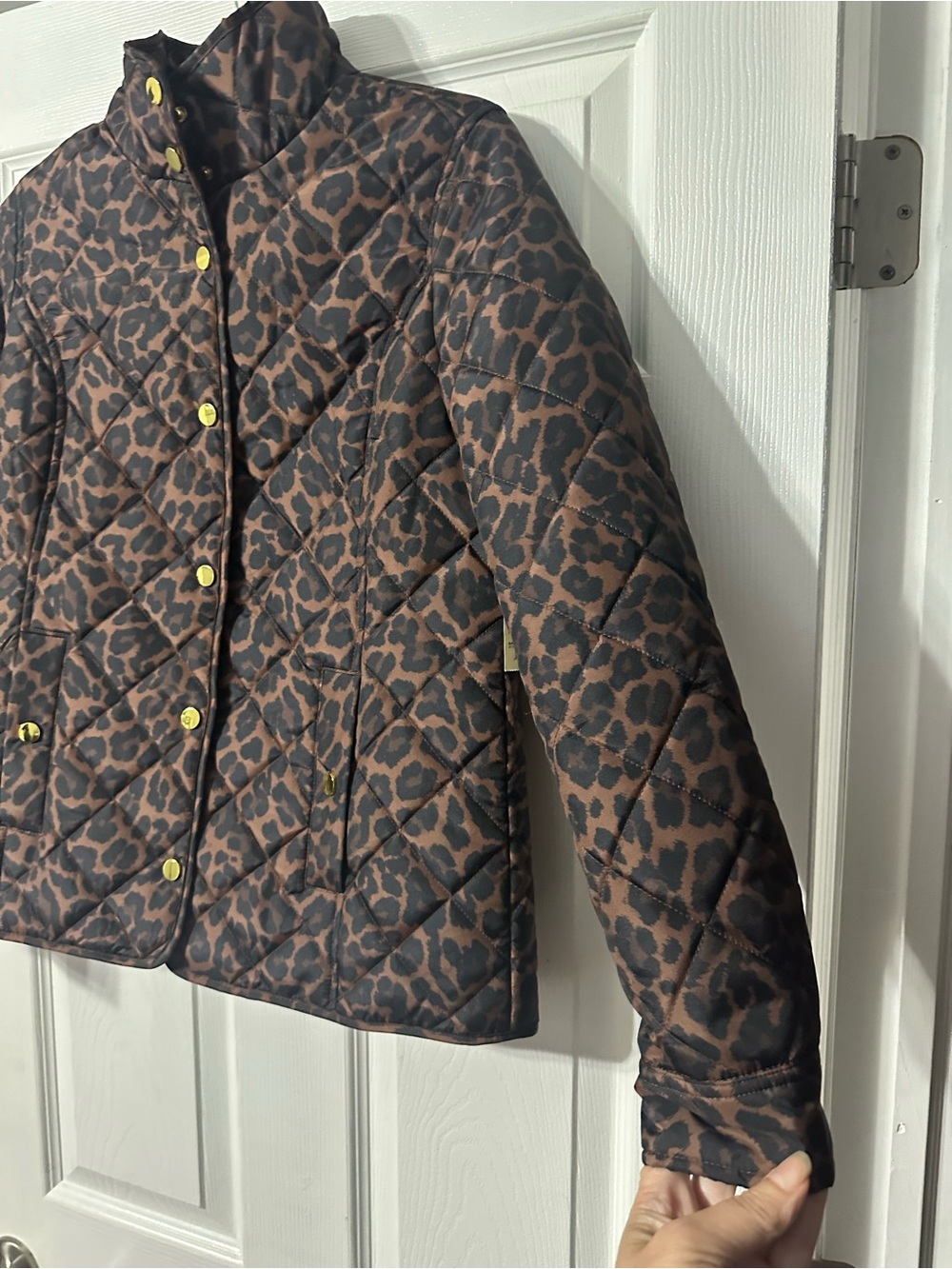 NWT St. John's Bay Brown and Black Leopard Quilted Puffer Jacket - Picture 8 of 16